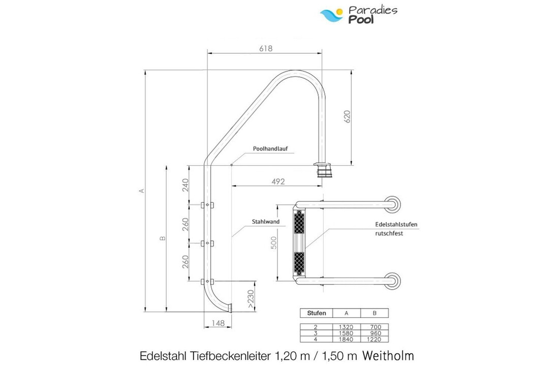 BWT RVS Zwembadladder – 3 treden