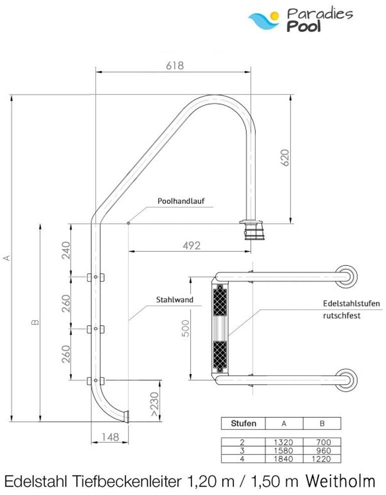 BWT RVS Zwembadladder – 3 treden