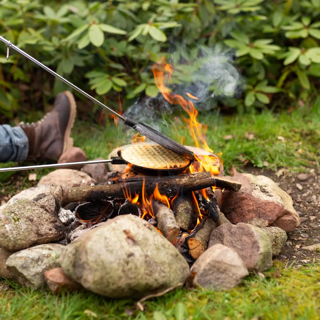 Wafelijzer voor BBQ en Kampvuur - Gietijzeren Wafelmaker
