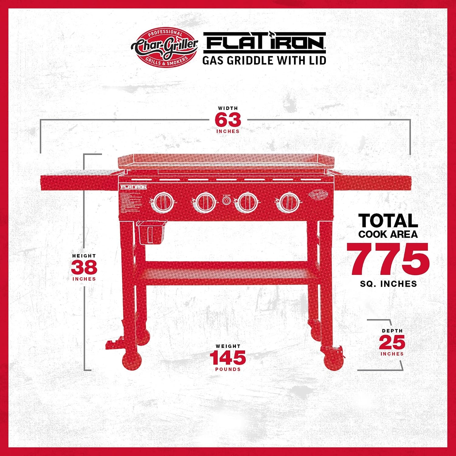 Char-Griller Flat Iron 4-Brander Gas Bakplaat / Plancha