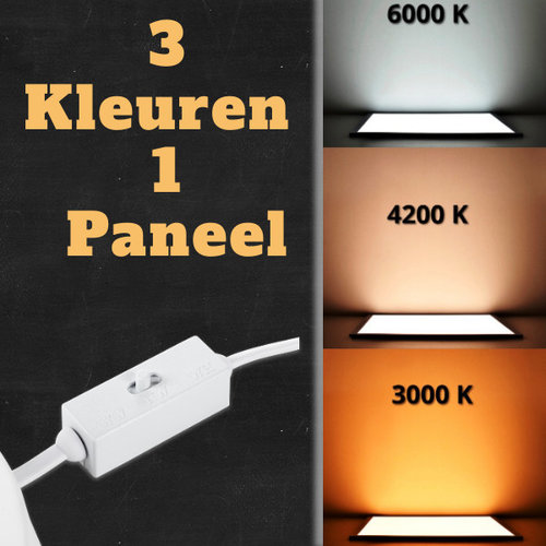 LED Downlight | 12W | Verwisselbare kleur [3 in 1] | Opbouw Plafondlamp Vierkant