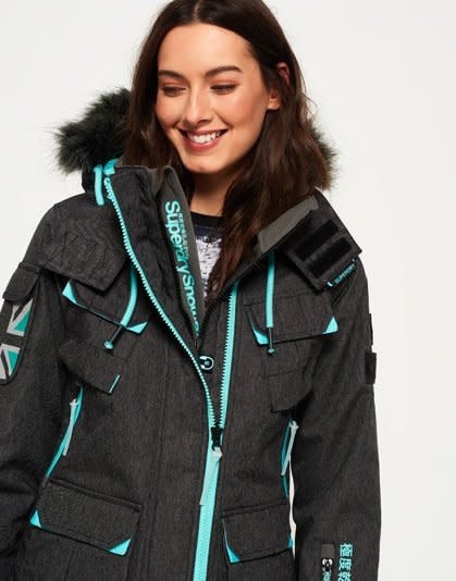 Superdry Ultimate Snow Service Jacket - Black Grit / Fluro Mint - Free  Style Sport