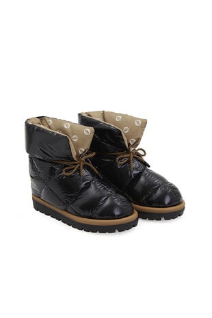 Flufié Goose Down Pillow Boots – Shiny Jet Black