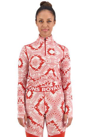 Mons Royale Women’S Cascade ¼ Zip – Retro Red Nordtek