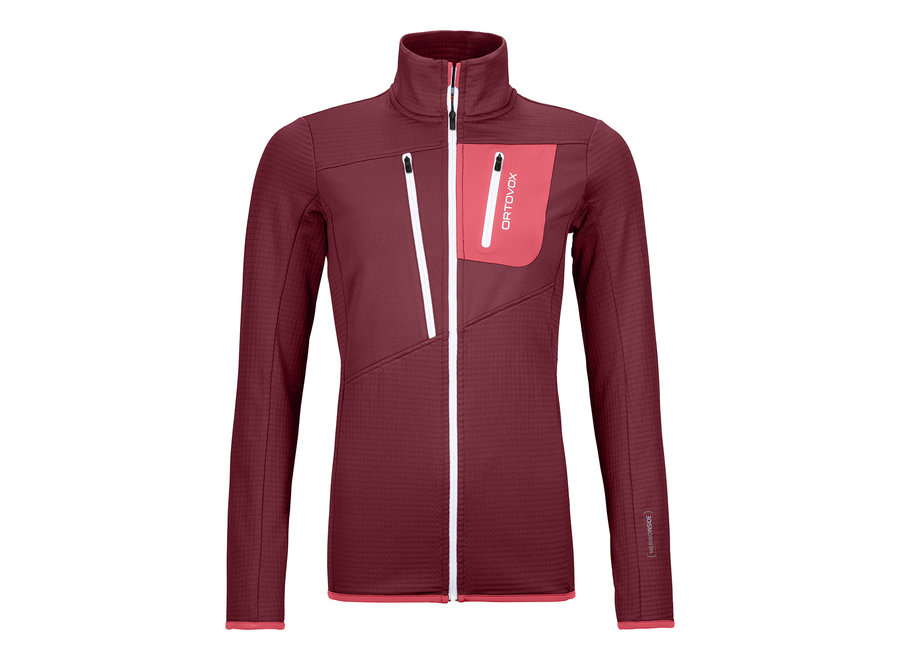 Women's Fleece Grid Jacket - Dark Blood