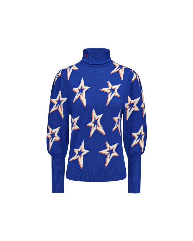Perfect Moment Star Dust Balloon Sleeve Sweater - Dazzling Blue Star Dust