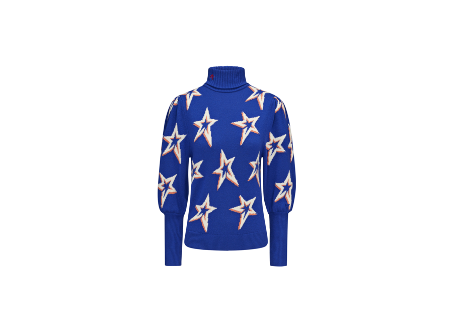 Women's Star Dust Balloon Sleeve Sweater - Dazzling Blue Star Dust
