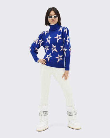 Perfect Moment Star Dust Balloon Sleeve Sweater - Dazzling Blue Star Dust