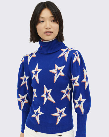 Perfect Moment Star Dust Balloon Sleeve Sweater - Dazzling Blue Star Dust