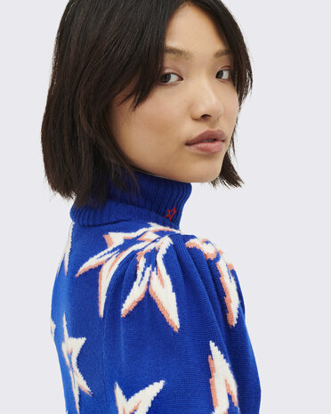 Perfect Moment Star Dust Balloon Sleeve Sweater - Dazzling Blue Star Dust