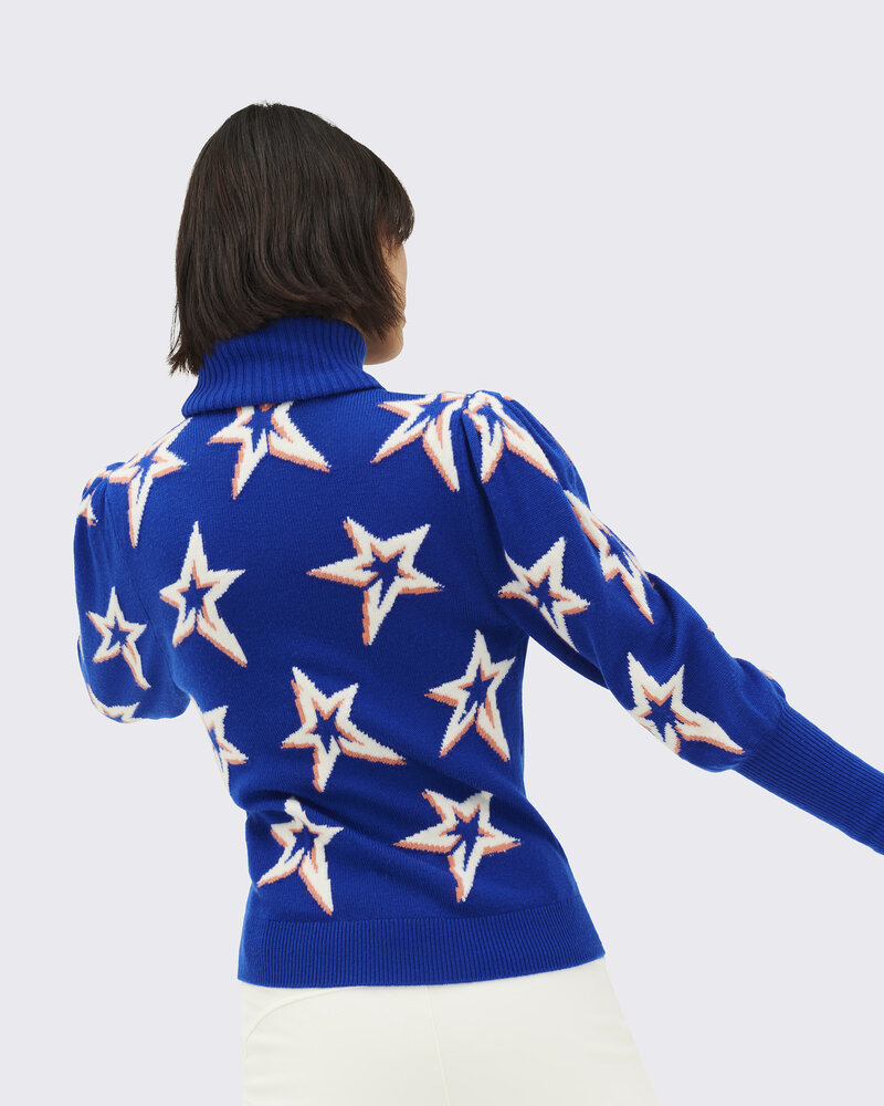 Perfect Moment Star Dust Balloon Sleeve Sweater - Dazzling Blue Star Dust