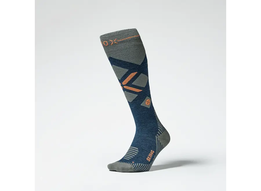 Women's Merino Skiing Socks - Blue / Orange