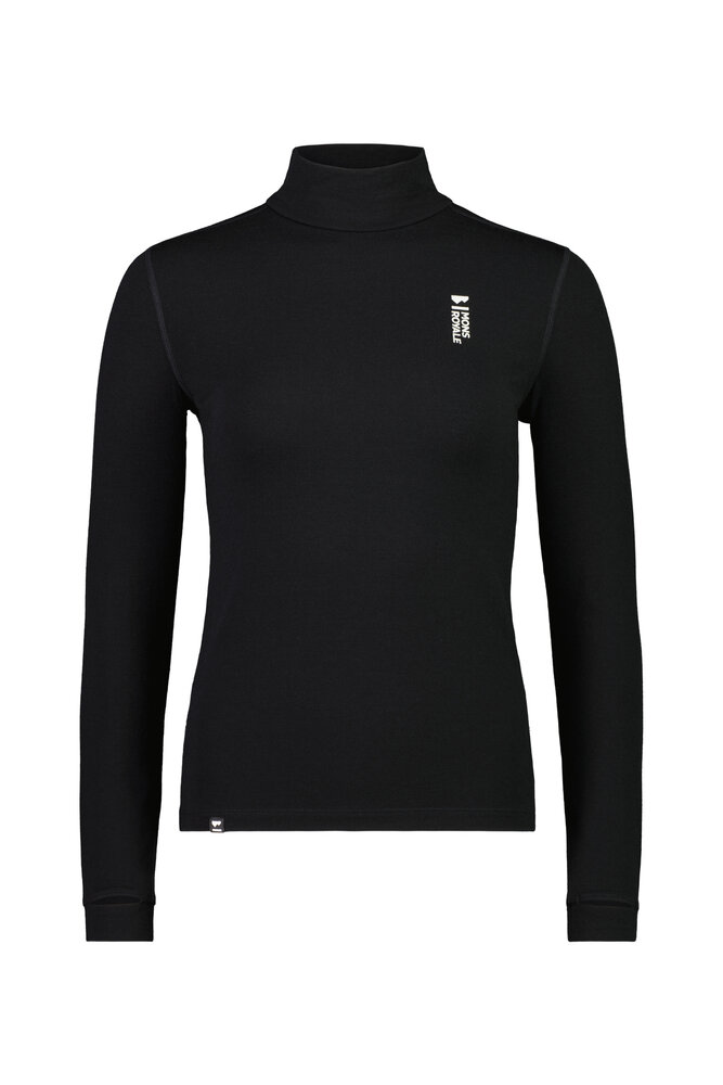 Mons Royale Women’S Cascade Merino Base Layer Mock Neck Long Sleeve - Black Mons Royale Women’S Cascade Merino Base Layer Mock Neck Long Sleeve - Black