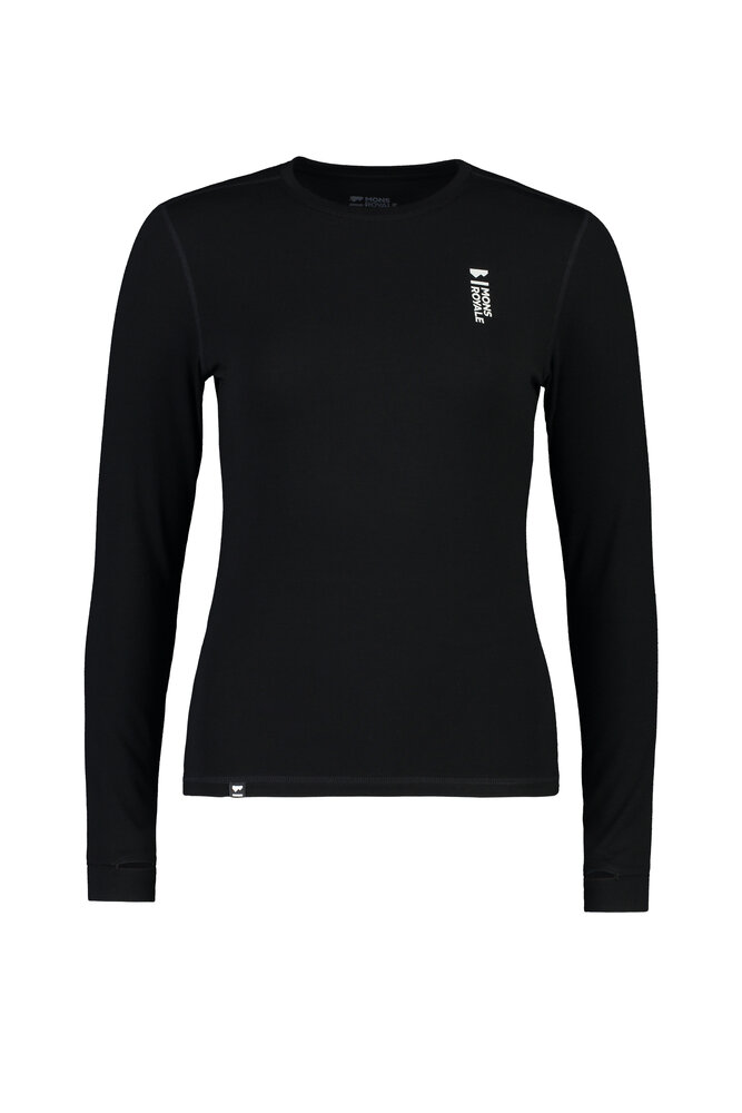 Mons Royale Women’S Cascade Merino Base Layer Long Sleeve - Black Mons Royale Women’S Cascade Merino Base Layer Long Sleeve - Black