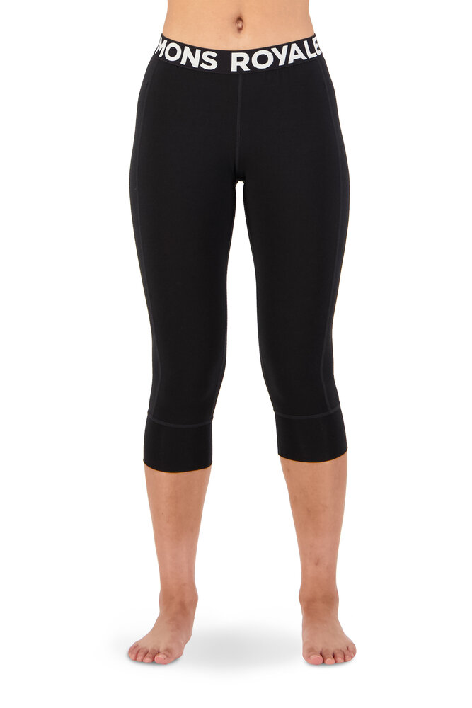 Mons Royale Women’S Cascade Merino Base Layer 3/4 Legging - Black Mons Royale Women’S Cascade Merino Base Layer 3/4 Legging - Black