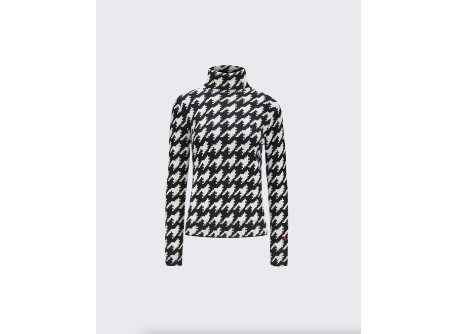 Women's Houndstooth Merino Wool Turtleneck – Houndstooth/ Black/ Snow White