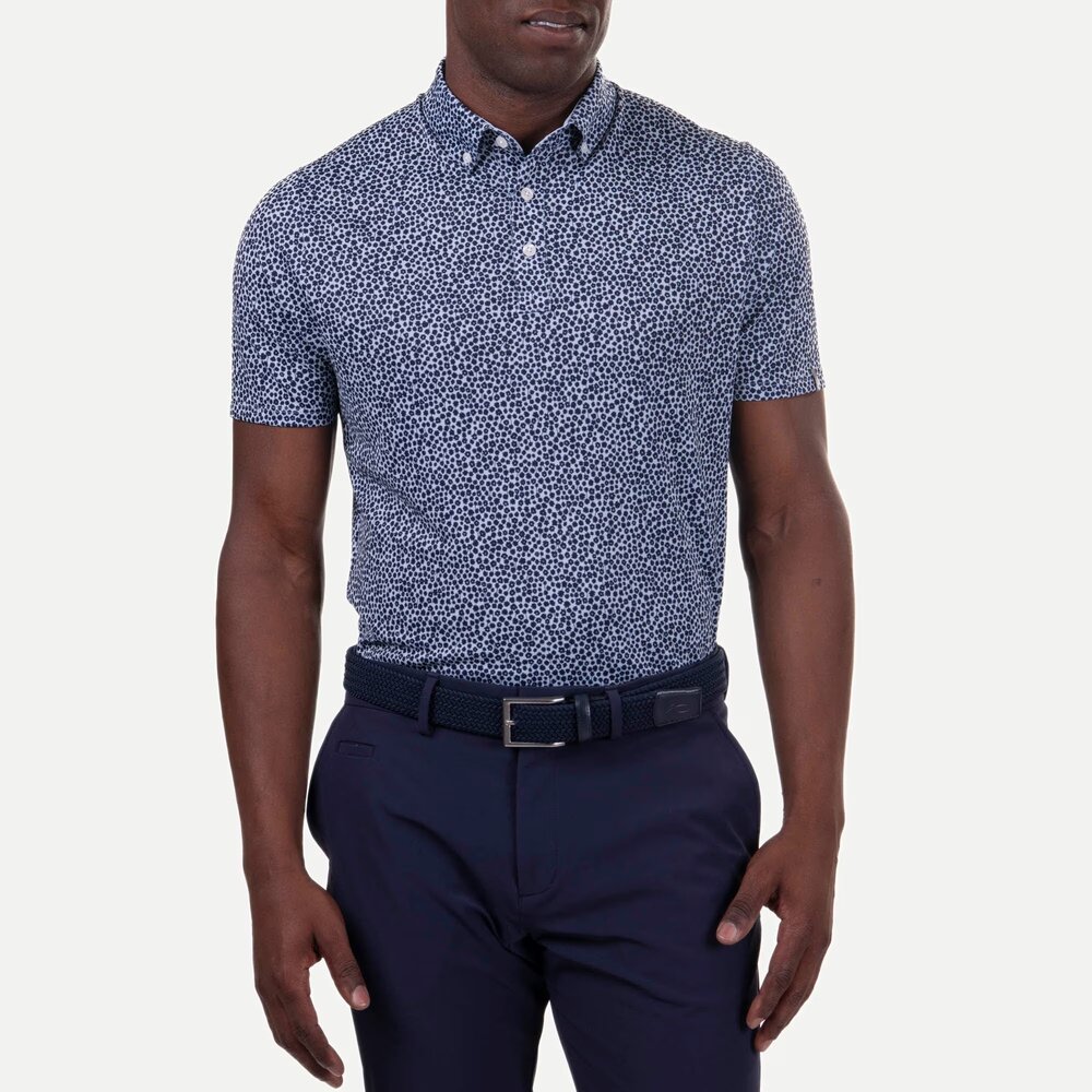 Kjus Lance Printed Polo  S/S - Blue Fog/Atlanta Blue