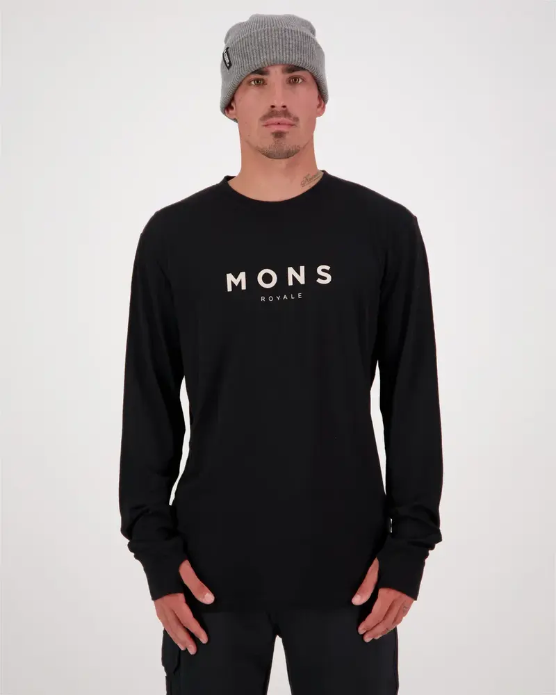 Mons Royale Men’S Yotei Merino Classic Long Sleeve - Black Mons Royale Men’S Yotei Merino Classic Long Sleeve - Black