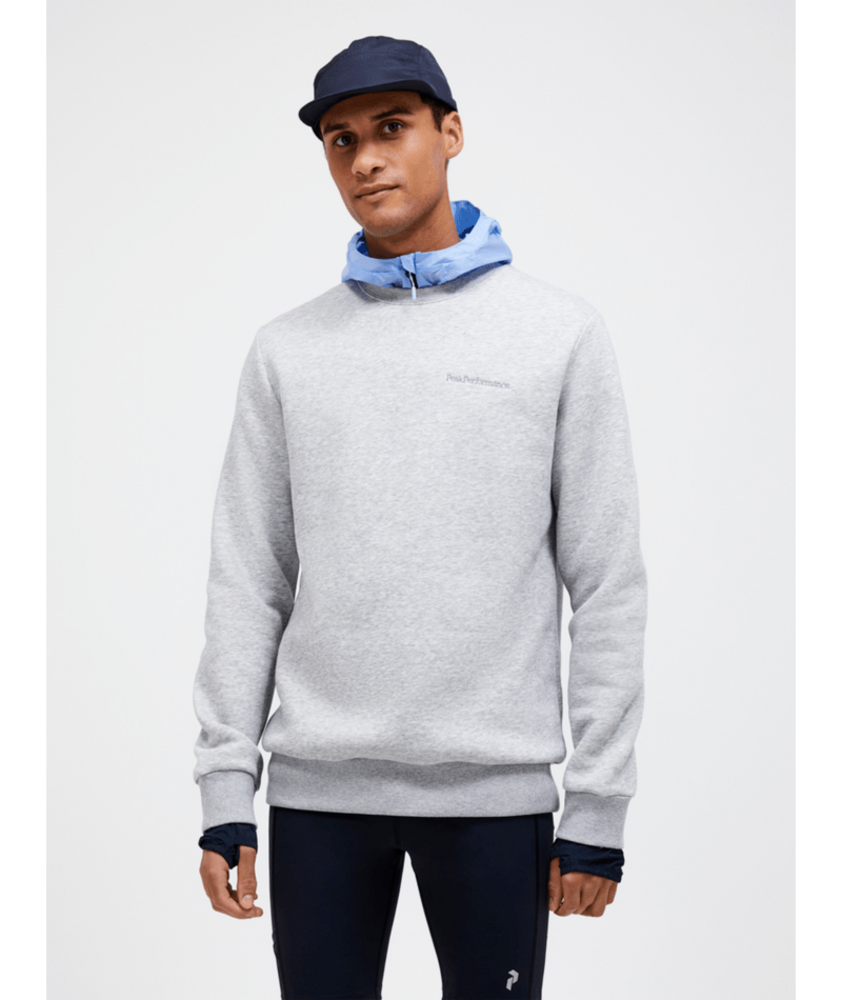 Peak Performance Original Small Logo Crew - Med Grey Melange