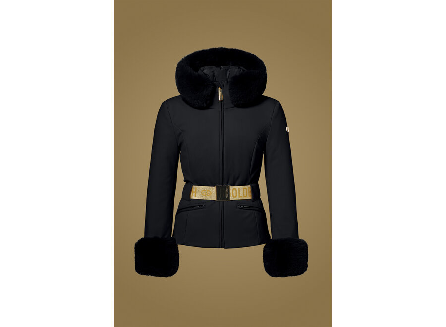 Prezioso ski jacket faux border – Black