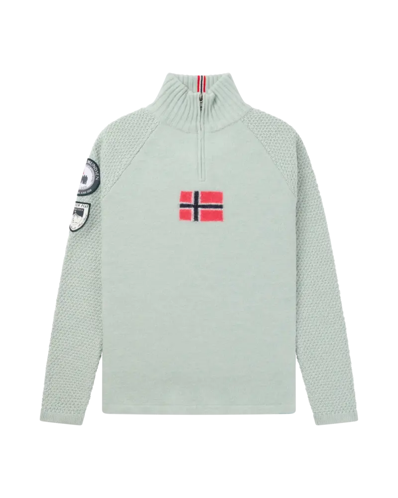 Amundsen Boiled Ski Sweater Flag - Faded Woad Green/Norge