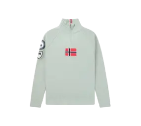 Amundsen Boiled Ski Sweater Flag - Faded Woad Green/Norge