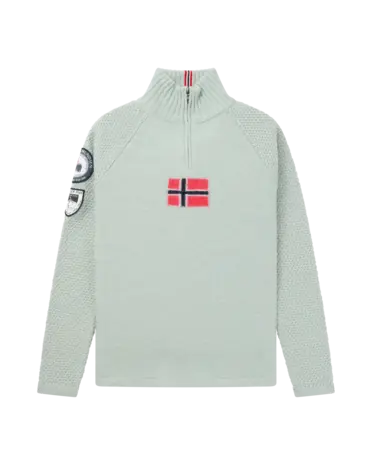Amundsen Boiled Ski Sweater Flag - Faded Woad Green/Norge