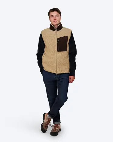 The Mountain Studio V-5 C Soft Wool Pile Cord Vest - Kelp