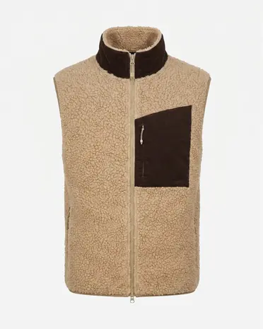The Mountain Studio V-5 C Soft Wool Pile Cord Vest - Kelp