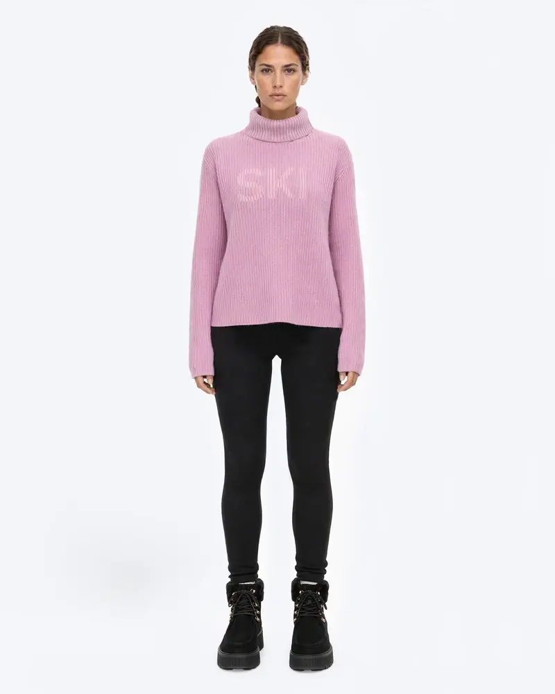 The Mountain Studio K-16 W Rib Lambswool Ski Sweater - Lilac Snow