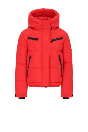 SuperRebel Spicy Metallic Hooded Ski Jacket - Fluo Red