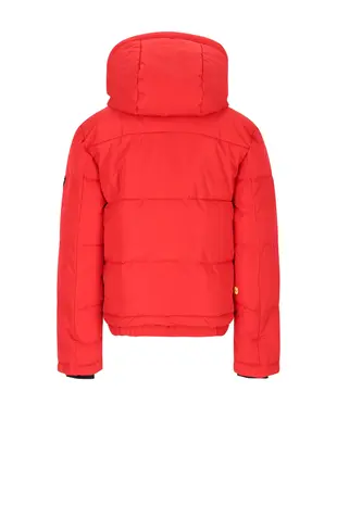 SuperRebel Spicy Metallic Hooded Ski Jacket - Fluo Red