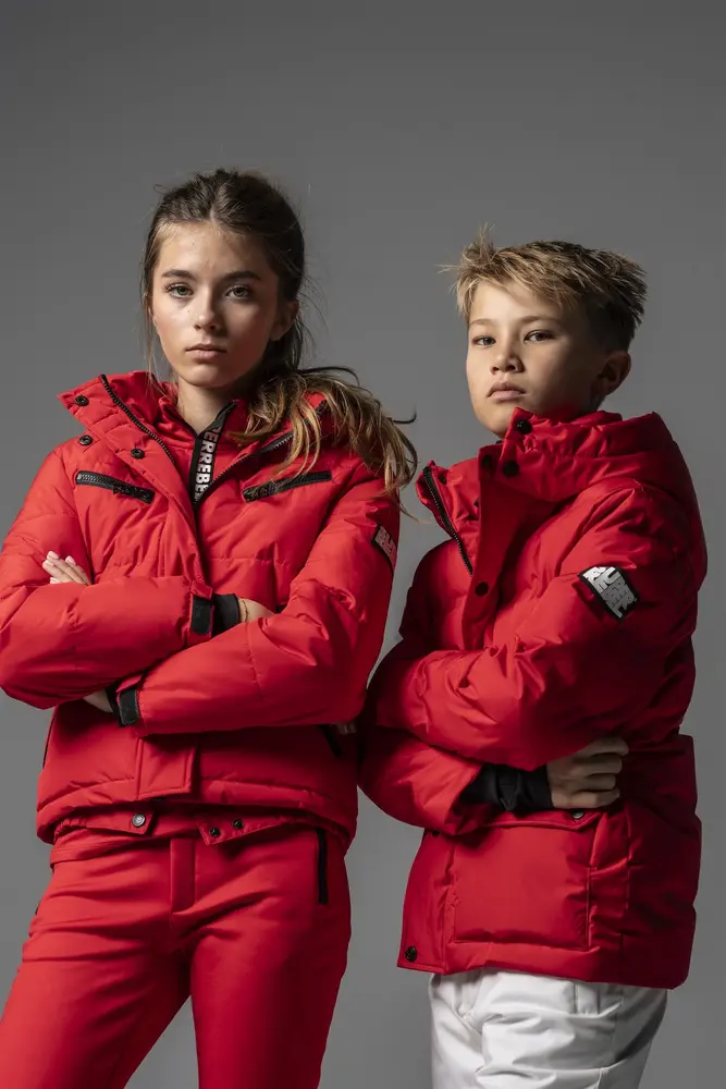 SuperRebel Spicy Metallic Hooded Ski Jacket - Fluo Red