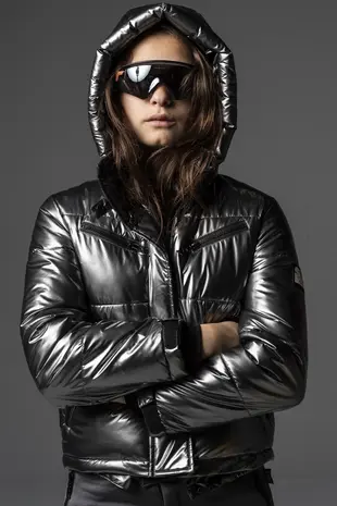 SuperRebel Spicy Metallic Hooded Ski Jacket - Gun Metal