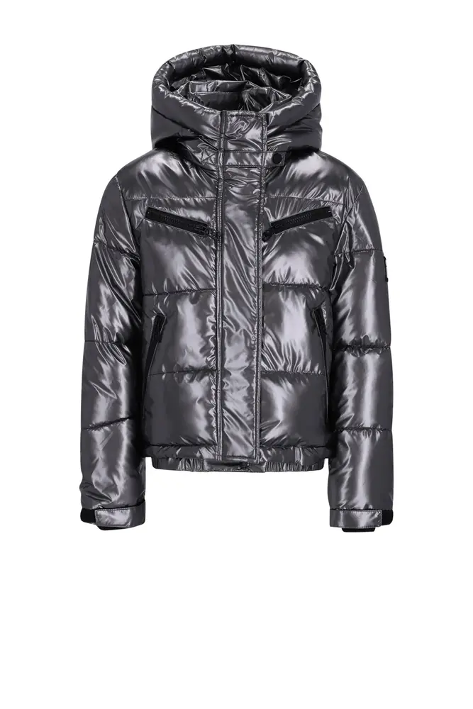 SuperRebel Spicy Metallic Hooded Ski Jacket - Gun Metal