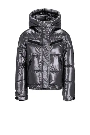 SuperRebel Spicy Metallic Hooded Ski Jacket - Gun Metal