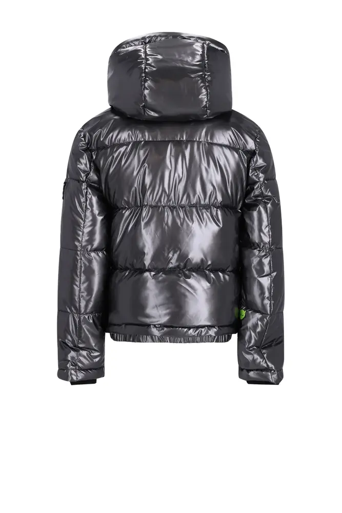 SuperRebel Spicy Metallic Hooded Ski Jacket - Gun Metal