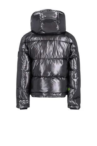 SuperRebel Spicy Metallic Hooded Ski Jacket - Gun Metal
