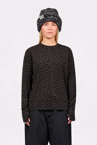 Eivy Loose Fit Merino Wool Top - Black Leopard