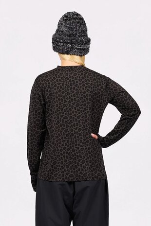 Eivy Loose Fit Merino Wool Top - Black Leopard