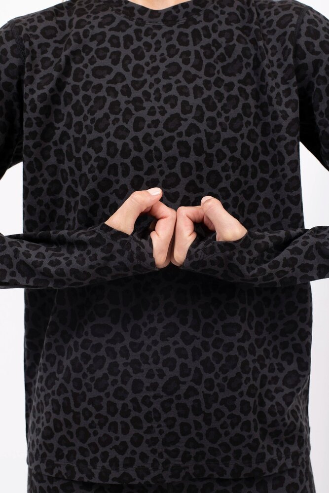 Eivy Loose Fit Merino Wool Top - Black Leopard