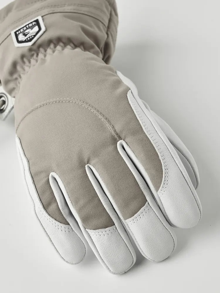 Hestra Women's Heli Ski Female - 5 finger - Khaki/Offwhite