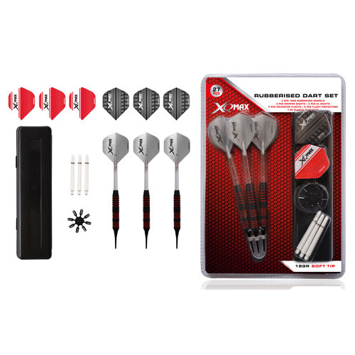 XQMax Darts XQMax Rubberised jeu de fléchettes Soft Tip - Fléchettes pointe Plastique