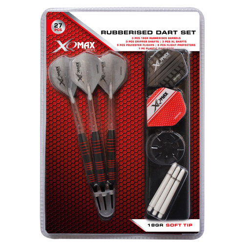 XQMax Darts XQMax Rubberised jeu de fléchettes Soft Tip - Fléchettes pointe Plastique