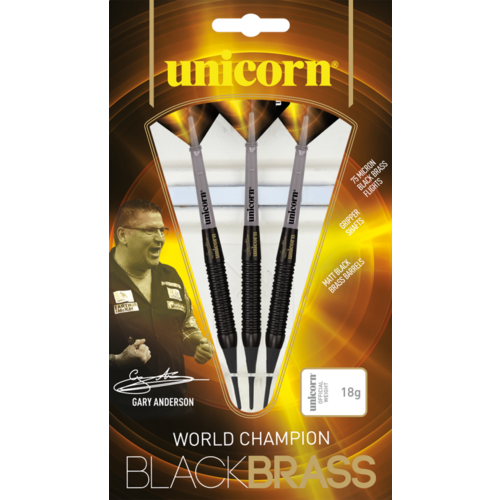 Unicorn Unicorn Gary Anderson World Champion Black Brass Soft Tip - Fléchettes pointe Plastique