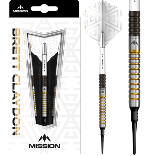 Mission Mission Brett Claydon Black and Gold 90% - Soft Tip - Fléchettes pointe Plastique