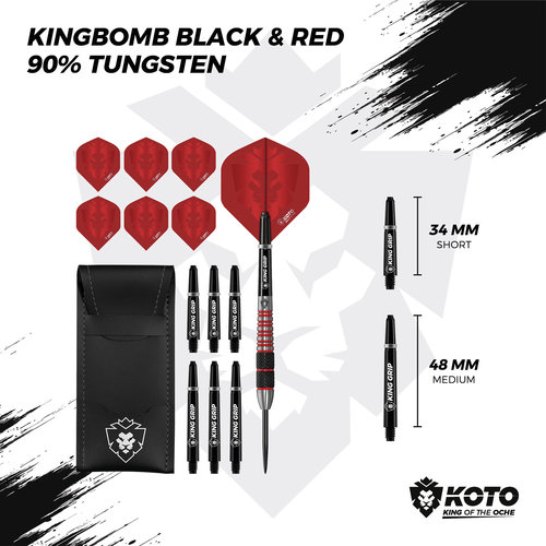KOTO KOTO Kingbomb Black & Red 90% - Fléchettes pointe Acier