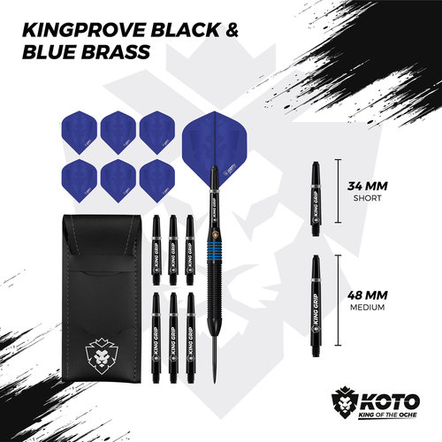 KOTO KOTO Kingprove Black & Blue Brass - Fléchettes pointe Acier