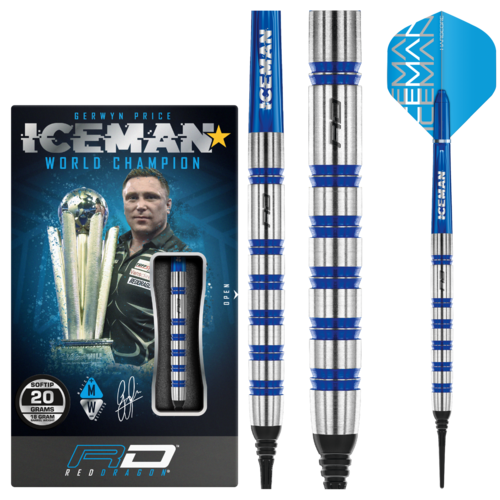 Red Dragon Red Dragon Gerwyn Price Iceman Challenger 80% Soft Tip - Fléchettes pointe Plastique