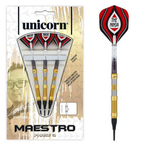 Unicorn Unicorn Seigo Asada Maestro Phase 3 95% Soft Tip - Gold - Fléchettes pointe Plastique